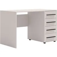 Lomadox Schreibtisch MOLLERUSA-132, 120cm breit, kaschmir mit schwarzen Griffen, 4 Schubladen