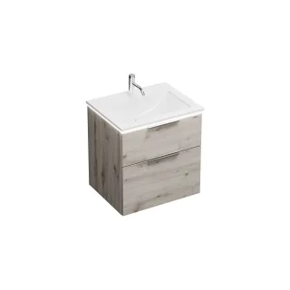 Burgbad Mineralguss Waschtisch-Set Eqio Eiche Dekor Silber/Alpinweiss, SEZE062F6015C0001 SEZE062F6015C0001