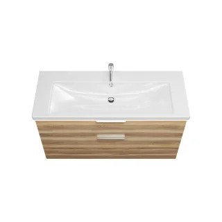 Burgbad Keramik Waschtisch-Set Eqio Frassino Dekor Cappuccino/Alpinweiss, SEZA123F3437C0001 SEZA123F3437C0001