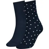 Tommy Hilfiger Socken TH WOMEN SOCK DOT 2P (2-Paar, 2 Paar) mit feinem Rippenbündchen und Logostickerei