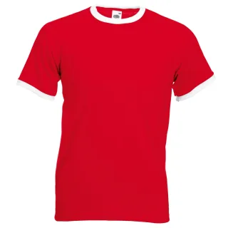 Fruit Of The Loom Herren Ringer T-Shirt (Rot/Weiß)