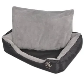 VidaXL Hundebett mit gepolstertem Kissen Schwarz/Grau 70 cm, 70 cm, 20 cm