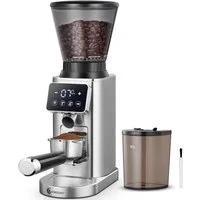 AMZCHEF Kaffeemühle CG20OT9-SV, 160 W, 300 g Bohnenbehälter, Kaffeemühle Siebträger Elektrisch mit 24 Mahlgrad Einstellbar