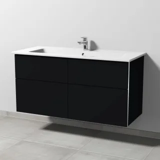 Sanipa 3way Keramik-Set Venticello Keramik-Waschtisch und Unterbau mit 4 Auszügen, Schwarz-Matt BS32708