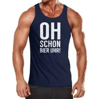 MoonWorks Tanktop Herren Tanktop Oh schon Bier Uhr mit Print