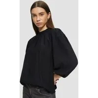 QS Kurzarmbluse Bluse Viskosemix-Bluse mit Crinkle-Struktur