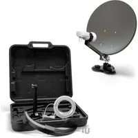 Xoro MCA 38 Camping-Satellitenanlage 38,5 cm mit LNB und Satfinder SAT-Antenne (38,5 cm, Stahl, Mobiles Sat‑Set im Koffer mit 38,5‑cm Spiegel und LNB)