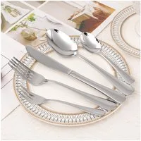 CALIYO Besteck-Set Spülmaschinenfest 30-teilig für 6 Personen aus Edelstahl (60-tlg), 6 Personen, Edelstahl, Poliertes Essbesteck Monobloc-Messer inklusive Messer Gabel Löffel