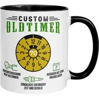 Momentals Tasse 70 Geburtstag Mann – „Custom Oldtimer“ – Geburtstagsgeschenk Männer, Gratis Versand · Links-&Rechtshänder · Spülmaschinenfest