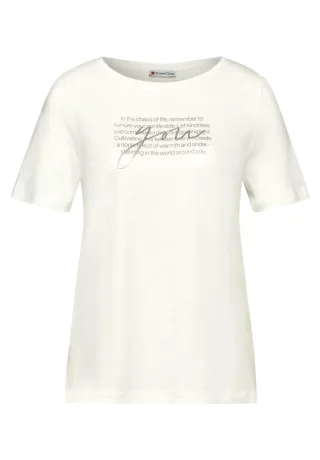 Street One - T-Shirt mit Wording weiß - Gr. - 36