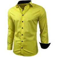 Baxboy Langarmhemd Kentkragen Businesshemd Slim Fit Hemd mit farblich abgesetzten B-444
