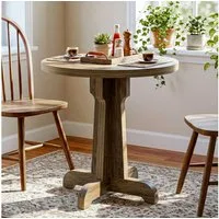 Tribesigns Esstisch Runder Esstisch 60cm, Bistro Tisch mit Kreuzfuß und Dicker Tischplatte, Vintage Gastronomie Tisch für Café, Restaurant, Bäckerei,Küche,Wohnung