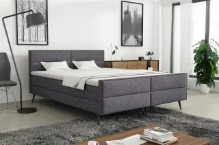 Boxspringbett Schlafzimmerbett GRANADA 140x200cm Stoff Lux Dunkelgrau