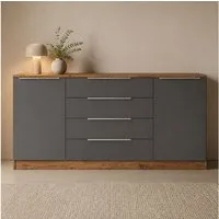 borchardt Möbel Kommode Oliva, Kommode mit Metallgriffen, Breite 166 cm, mit 4 Schubkästen