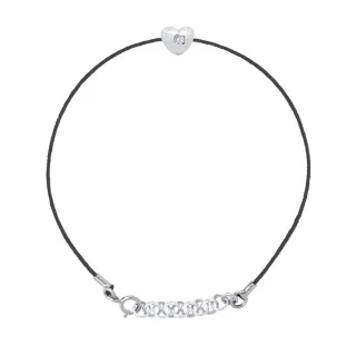 DIADEMA - Armband - Schwarzes Nylon - Herz - Echter Diamant