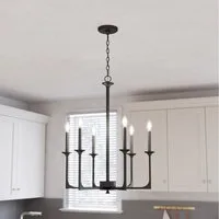 Tribesigns Hängeleuchte Wagenrad-Kronleuchter 72cm, 6x E14 (ohne Birnen), rustikal Deckenlampe, Metall, für Küche, Esszimmer, Hütte, Diele, Flur [Energy Class E]