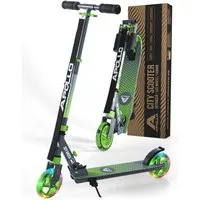 Apollo Cityroller Skyracer LED City Scooter Kinder, Tretroller mit Federung, klappbarer Kinderroller, höhenverstellbar