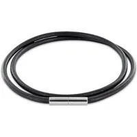 Auroris Lederband Echtleder Halsband schwarz Dicke 3mm Edelstahl Tunnel-Drehverschluss, Made in Germany