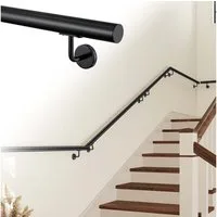 AICA Handlauf AICA Edelstahl Wandhandlauf & Treppengeländer Rostschutz Innen Außen, 80 cm Gesamtlänge, (Packung), 304 Edelstahl, Farbe: Silber/Schwarz/Braun, Länge: 80-240 cm