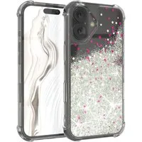 EAZY CASE Handyhülle Liquid Glittery Case für Apple iPhone 17 6,3 Zoll, Kratzfeste Silikonhülle stoßfestes Back Cover Phone Case Etui Silber