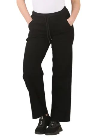 MYT Womens Elasticated High Waist Wide Leg Jeans in Schwarz