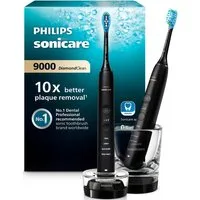 Philips Sonicare Elektrische Zahnbürste HX9914, Aufsteckbürsten: 2 St., DiamondClean Premium Schallzahnbürste, Doppelpack inkl. Ladeglas