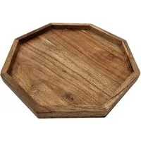 Meinposten Dekotablett Tablett Dekotablett Achteckig Akazie 25 cm Holztablett Kerzentablett (1 St)