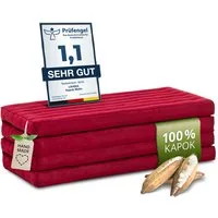 Klappmatratze Faltmatratze 110 cm breit (Basic) - 200x110x8cm -, livasia, 8 cm hoch, Kapok, vegan, handgefertigt