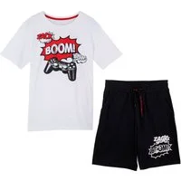 bonprix T-Shirt & Bermudas (Set, 2-tlg) bequeme Passform, mit kurzem Ärmel, mit Gaming-Print, aus Baumwolle