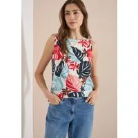 CECIL Shirttop Sommertop mit Rundhals und Blätterprint