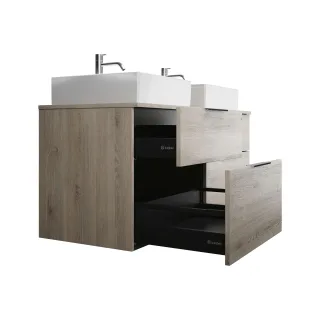Burgbad Keramik Waschtisch-Set Eqio Eiche Dekor Flanelle/Alpinweiss, SGUR140F2632C0001 SGUR140F2632C0001