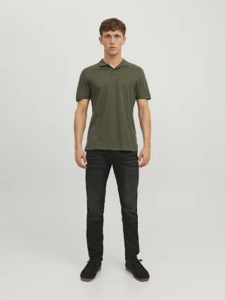 JACK&JONES - JJEBASIC POLO SS NOOS Olive Night - Gr. - L