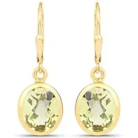 Vira Jewels Paar Ohrhänger 925-Sterling Silber vergoldet Glänzend Lemon Quarz grün