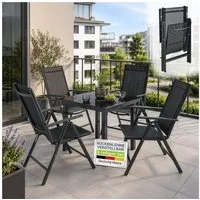 Juskys Garten-Essgruppe Milano, (5-tlg), 4 Gartenstühlen plus Tisch - Stühle klappbar und verstellbar