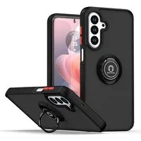 Wigento Handyhülle Für Samsung Galaxy A17 5G / 4G Design TPU Schutz Hülle Schwarz / Rot, Magnetringhalter stoßfestes Hybrid Material