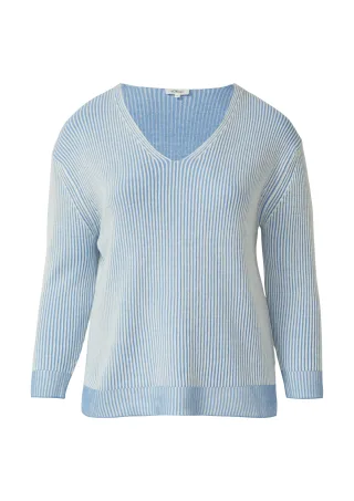 s.Oliver - Strickpullover blau/weiß - Gr. - 52