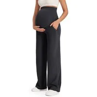 G4Free Umstandshose Damen Umstandshose Jogginghosen Slim Fit Yogahose Arbeitshosen Dehnbare Lounge-Hose mit weitem Bein und Taschen