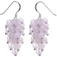 Schmuck Krone Paar Ohrhänger Ohrhänger aus Rosenquarz & 925 Silber, rose, Silber 925