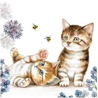 Ambiente Luxury Paper Products Papierserviette 20 Servietten Cats and Bees 33x33cm, (20 St)