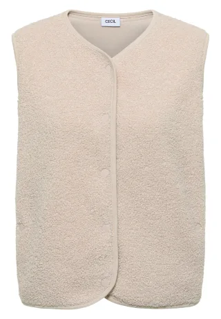 CECIL - Weste aus Teddy-Material mit Rundhals teddy vanilla white - Gr. - XL