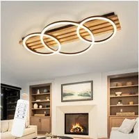 Nettlife LED Deckenleuchte Dimmbar Holz 3 Ringe 46W Modern Deckenlampe 70cm Wohnzimmer, LED fest integriert, 1/2/3/4 Ringe für Schlafzimmer Büro Küche
