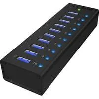 IB-AC6110, USB-Hub schwarz, 10x USB 3.0, inkl. Ladeanschluss