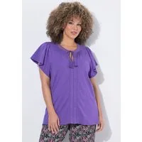 Ulla Popken T-Shirt T-Shirt Zierlitze Tunika-Ausschnitt Flügel-Halbarm
