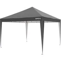 24Move Pavillon Faltpavillon Gartenzelt, Partyzelt SANTOS mit 4 Säulen, (Pop-Up, klappbar, höhenverstellbar, 4 Seile, 3x3M, Faltpavillion grau), wasserdicht, UV-Schutz, inkl. Tasche, 8 Heringe