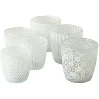 BOLTZE GRUPPE GmbH Windlicht Boltze Windlicht Patty Glas Transparent/Weiß 6-tlg. Set 1015544 (6 St)