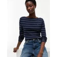 Tommy Hilfiger Strickpullover FULL NEEDLE BOAT-NK LS SWT Baumwollmischung