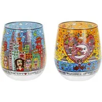 Goebel Windlicht James Rizzi, mundgeblasen, Bunt, Meer, H: 9.5cm