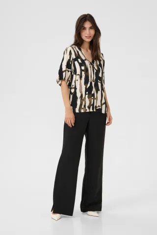 Kurzarm-Bluse CUashley Relaxed fit grey white
