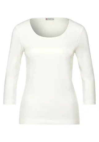 Street One - Basic T-Shirt mit 3/4 Arm off white - Gr. - 40