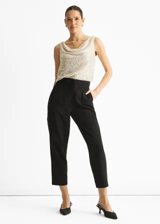 Champagnerfarbenes Pailletten-Cami-Top mit Rollkragen